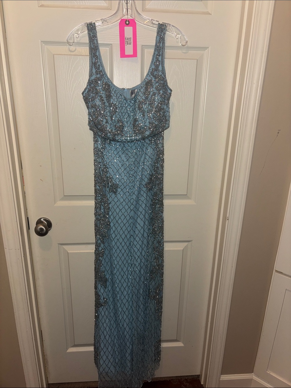 Sherri Hill Light Blue Beaded Maxi 2 piece